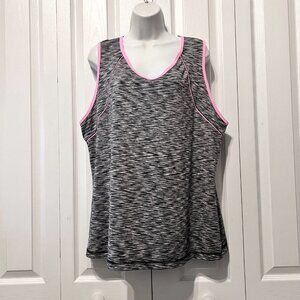 Danskin Now Women's Athletic Dri More Sleeveless Top-Size 2X-Black/Pink/White